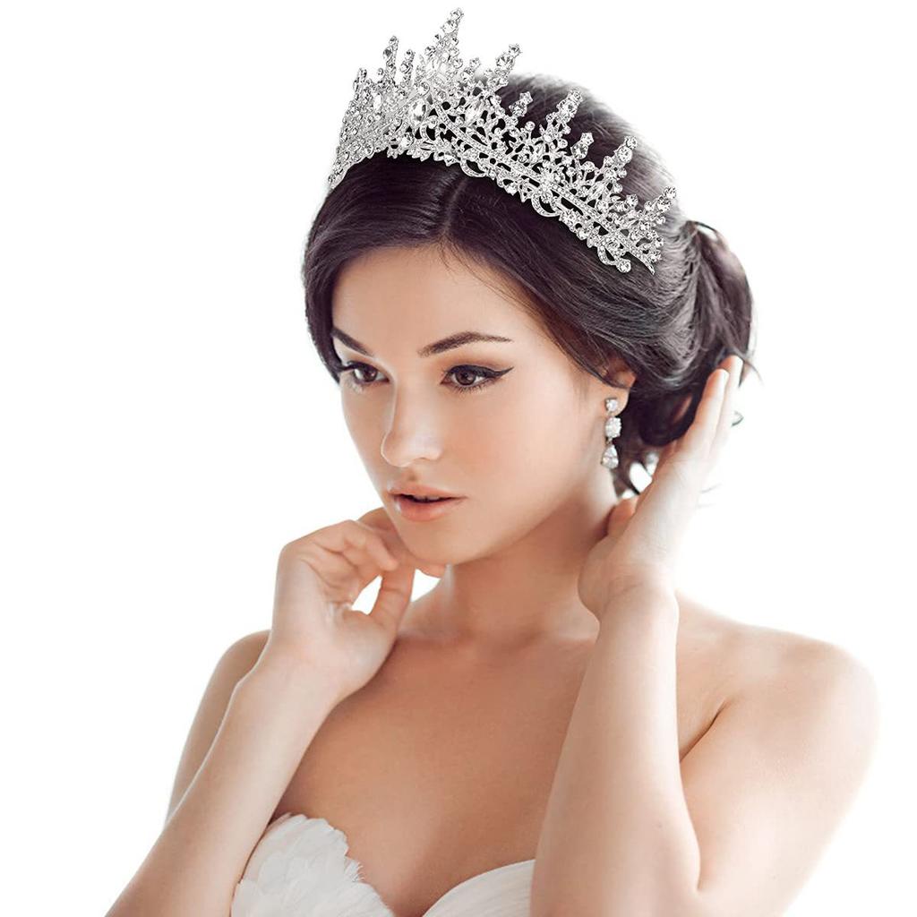 European Style Bridal Crown Alloy Hair Accessories Wedding Rhinestone Headband Electroplating Birthday Crown Dinner Wedding Headdress