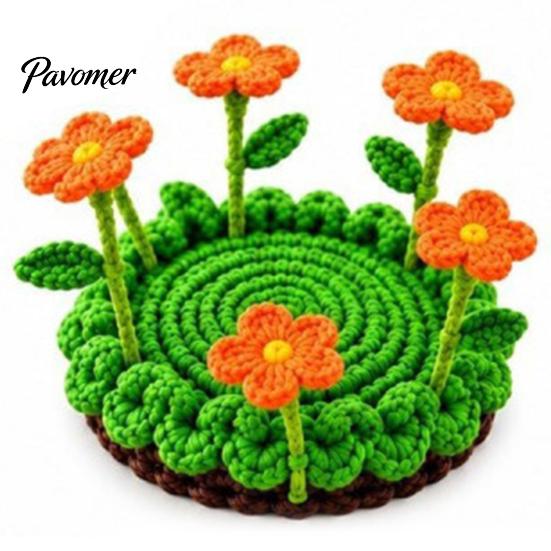 Decorative Tea Cup Pad Blooming Crochet Coaster, Handmade 3D Flower Mat for Coffee Mug Rug Tea, Cotton Yarn Drink Floral Table Decor Desk Protector