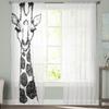 Schwarz Weiß Giraffe Fensterbehandlung Tüll Modern Transparente Vorhänge für Küche Wohnzimmer Schlafzimmer Vorhänge Dekoration