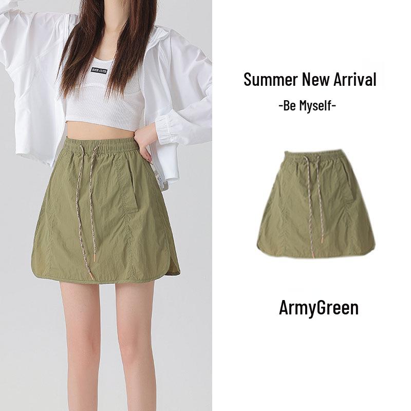 

Breathable Women s Summer Sport Skirt-Shorts with Loose Yoga Safety Lining Extra Large армия зеленый