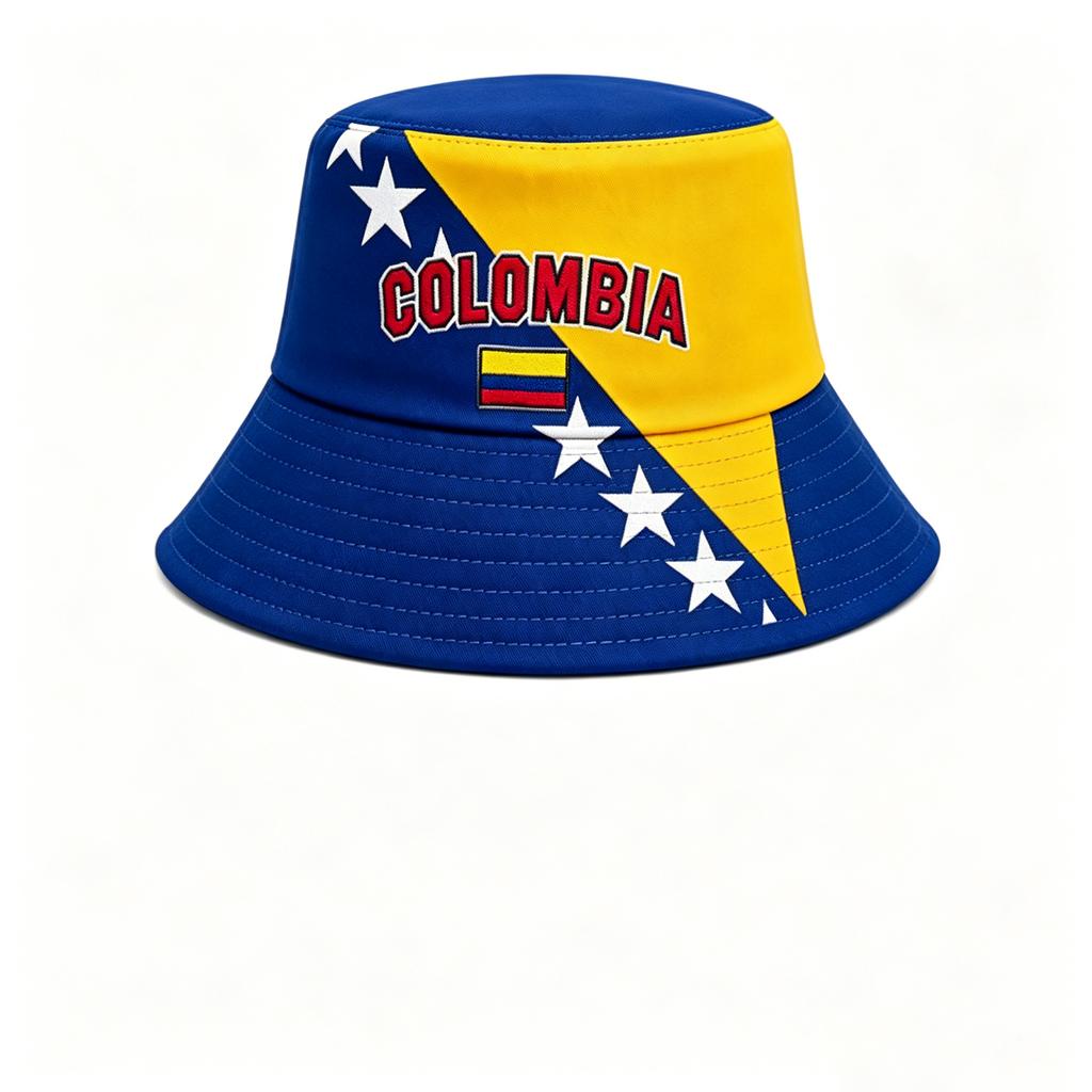 Men's Bucket Hat Lightweight Breathable Fabric Adjustable Fit Outdoor Sun Protection Hat with Embroidered Text and Flag Design