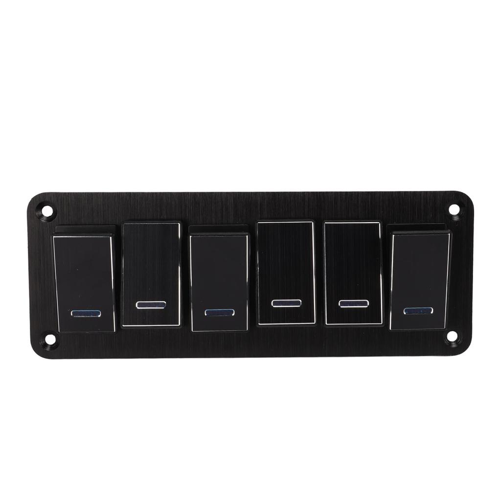 6 Gang Waterproof Toggle Switch Panel DC12V to 24V 3PIN Blue Background Light 30A Pre Wired for RV Yacht Car