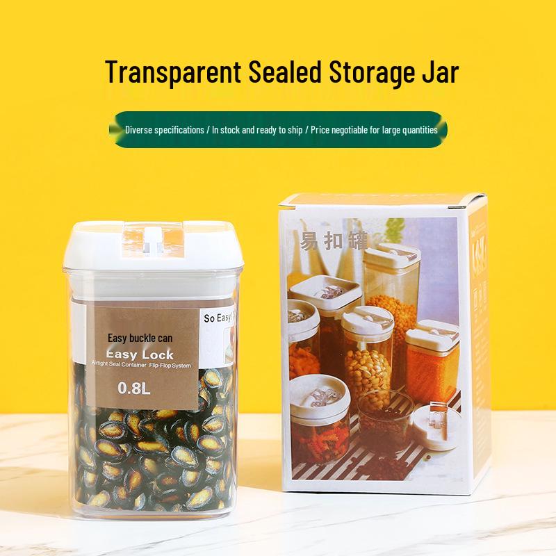 0.8L Square Easy-Lock Cereal and Grain Storage Jar - Transparent, Airtight Food Container прозрачный