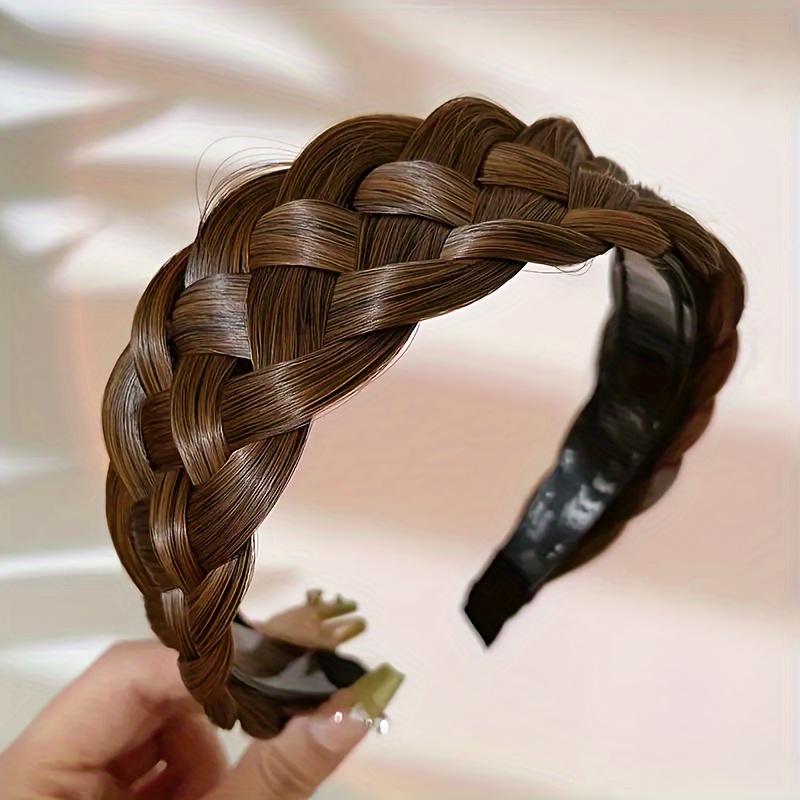 [Vintage Braided Headband] Vintage-Inspired 1pc Elegant Braided Headband-Wide Non-Slip with Teeth,Handcrafted Synthetic Hair Voluminous Bun Accessory