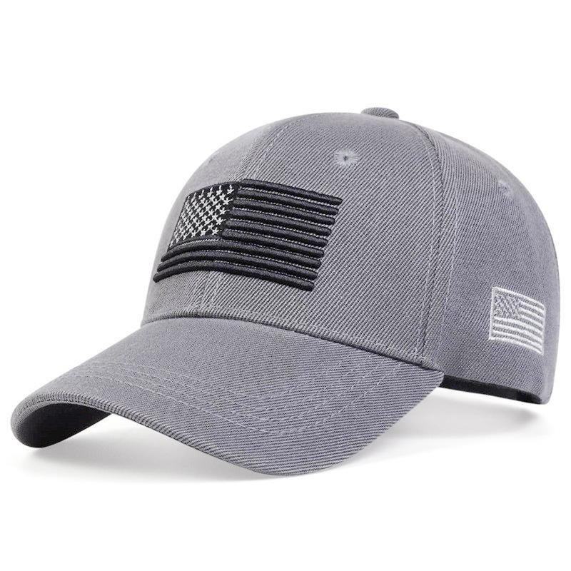 Hats New Embroidered American Flags Baseball Caps Men's and Women's Big Head Circumference Hard Top Mao Green Sunshade Cap Tide