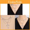 Pearl Chain Cross Necklace With Geometric Pendant For Fashion Enthusiasts