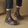 Krazing Pot Microfiber Autumn Winter Shoes Thick High Heels Flat Platform Size 43 Motorcycle Boots Knitwear Ankle Boots