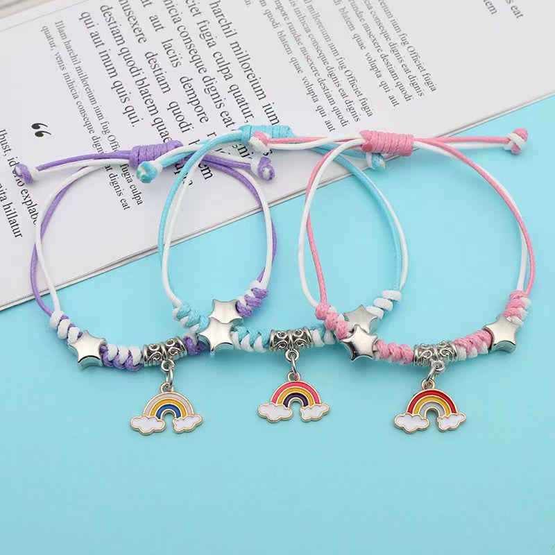 Student Girlfriend's Korean-Style Simple Cute Friendship Woven Bracelet Set - Handmade, Colorful, Three-Piece Rope