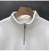 Hong Kong-Style Men's Retro Streetwear Solid Color Half-Zip Long Sleeve Hoodie