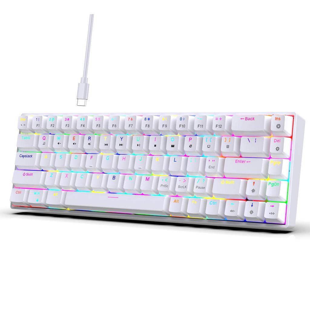 68 Keys Wired Mechanical Keyboard RGB Backlit Hot-Swappable Compact Design for   Gaming