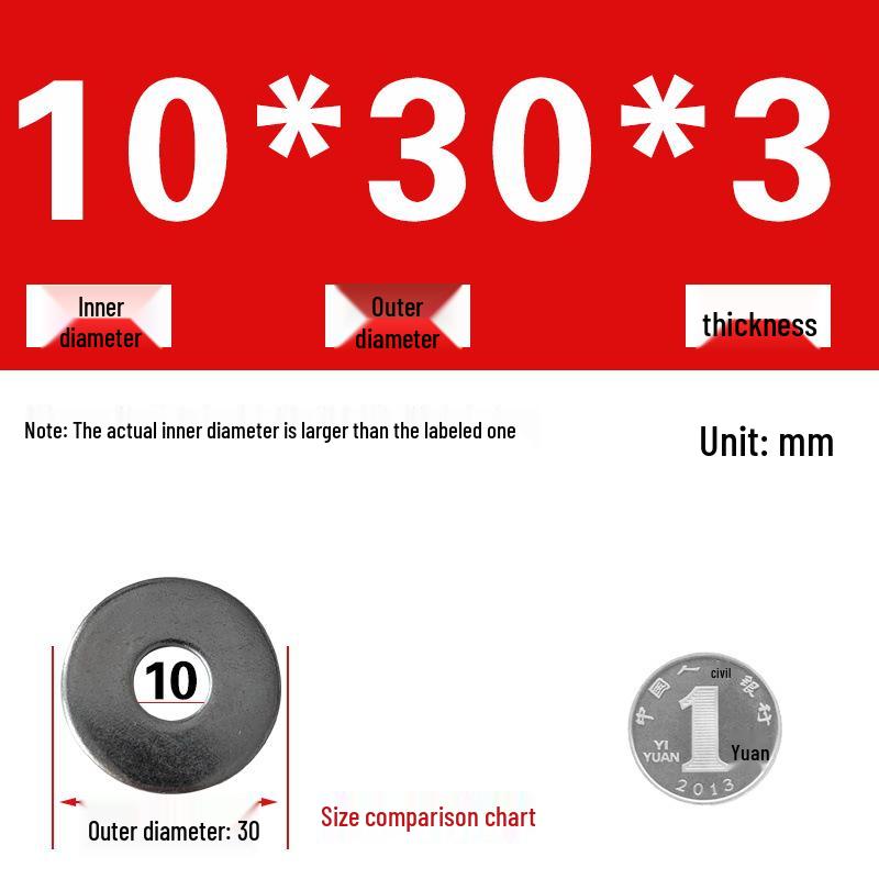 Galvanized Metal Flat Washer - Thin, Thickened, Enlarged Edge, Round, Sizes M3 to M10