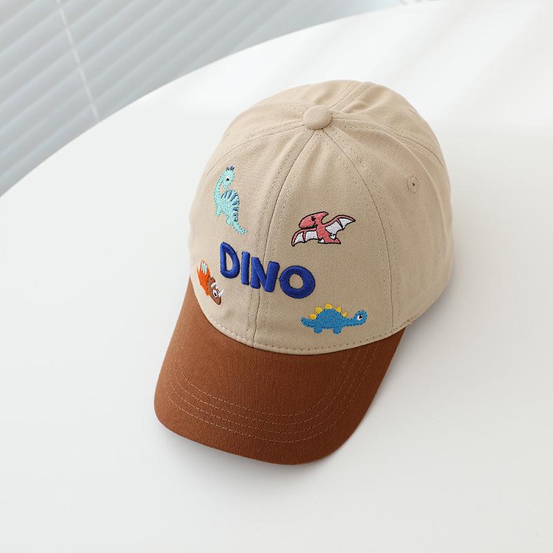 Korean Style Children's Embroidered Dino Baseball Cap – Spring New Arrival, Sun Protection for Boys & Girls.