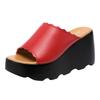 8cm Small Plus Size 32-43 Elegant Comfortable Leather Slippers Platform Wedges Shoes 2025 High Heels Slides for Office Model Mom