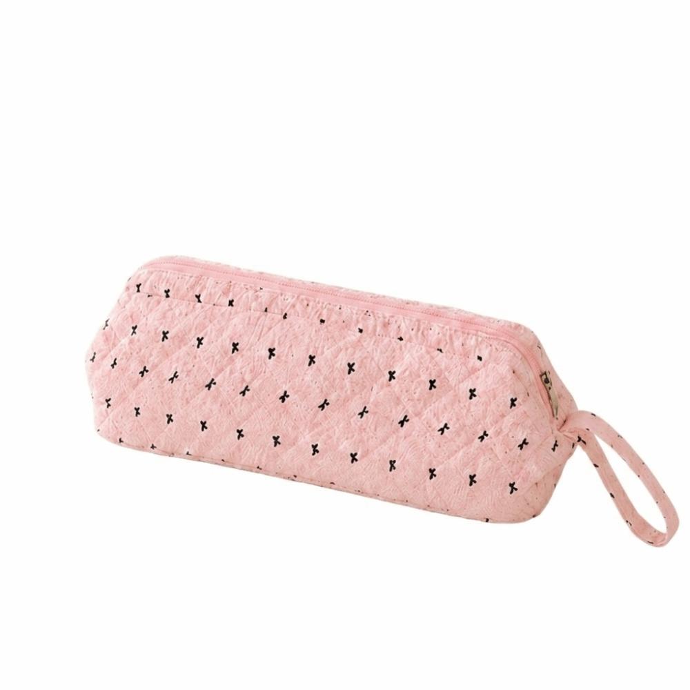 Gifts Bowknot Hair Dryer Storage Bag Quilted Texture Wide Opening Cosmetic Bag Hair Tool Storage Bathroom Organization