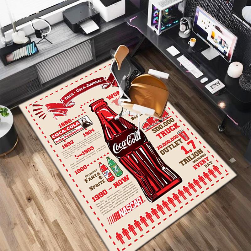 Christmas Gift Halloween Themed Cola Beverage Coca Cola Carpet Is Suitable for Living Room and Bedroom Doormats Office Balcony Decorative Carpet V26