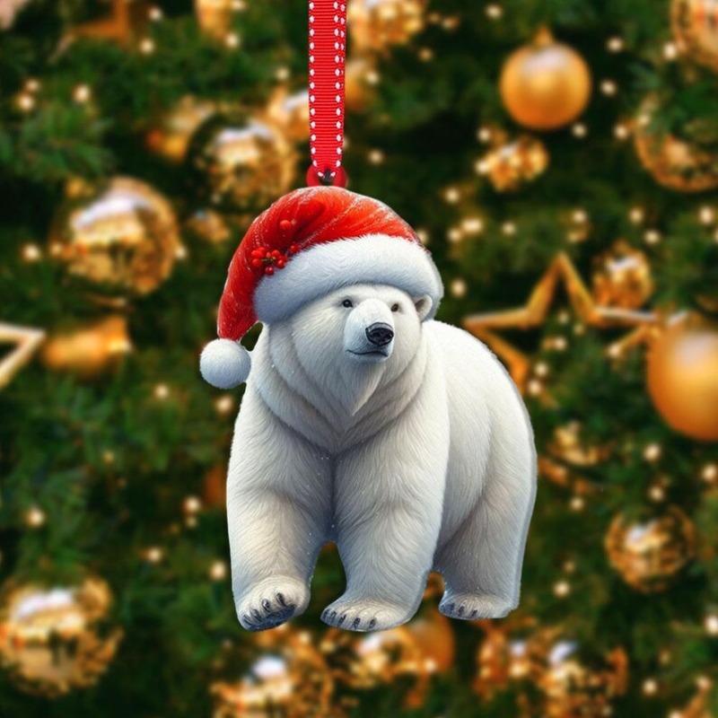 New Acrylic Flat Animal World Christmas Festival Party Pendant for Christmas Tree Decoration Pendant