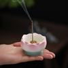 Lotus Shape Ceramic Incense Burner for Zen Meditation Relaxation Home Yoga Space Aromatherapy Scented Gift