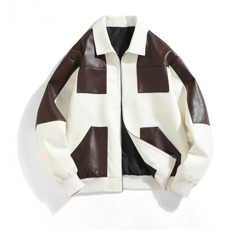 

Повседневные куртки из искусственной кожи в уличном стиле для мужчин и женщин, свободные и универсальные куртки в мотоциклетном стиле L белый