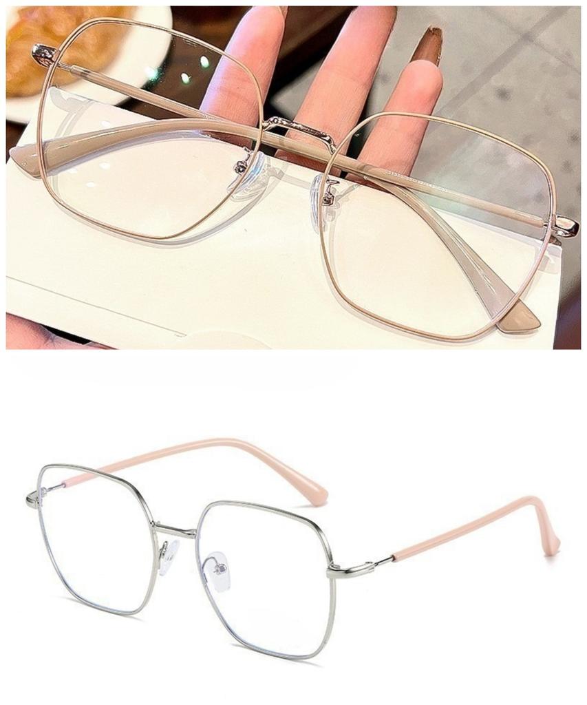 Korean Retro Metal Frame Square Row Men's and Women's Anti-blue Light/anti-radiation Glasses