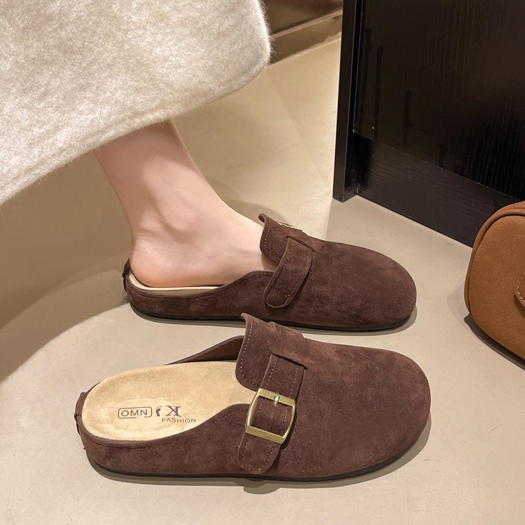 2025 summer new Boken shoes women's cork platform fishing half slippers Boken shoes women's outer wear bag head drag