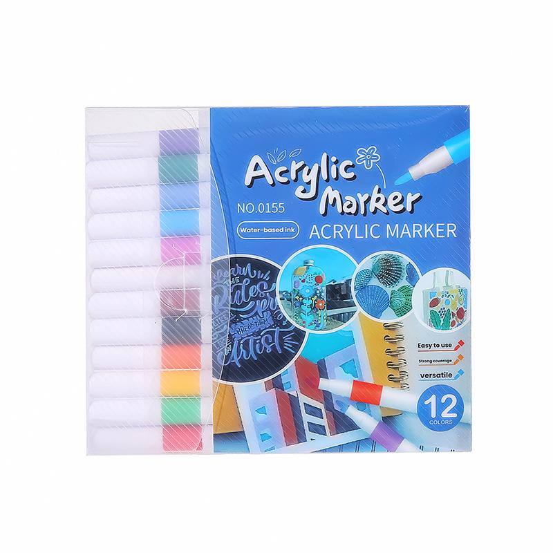 Children s 80-Color Acrylic Watercolor Pens in PVC Box with Stackable Brushes