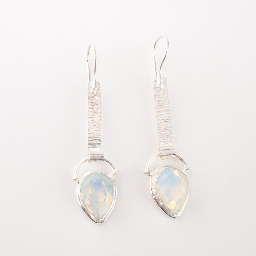 Milky Opal Gemstone 925 Solid Silver Jewelry Handmade Drop/Dangle Earrings 2.3" EE-166-16