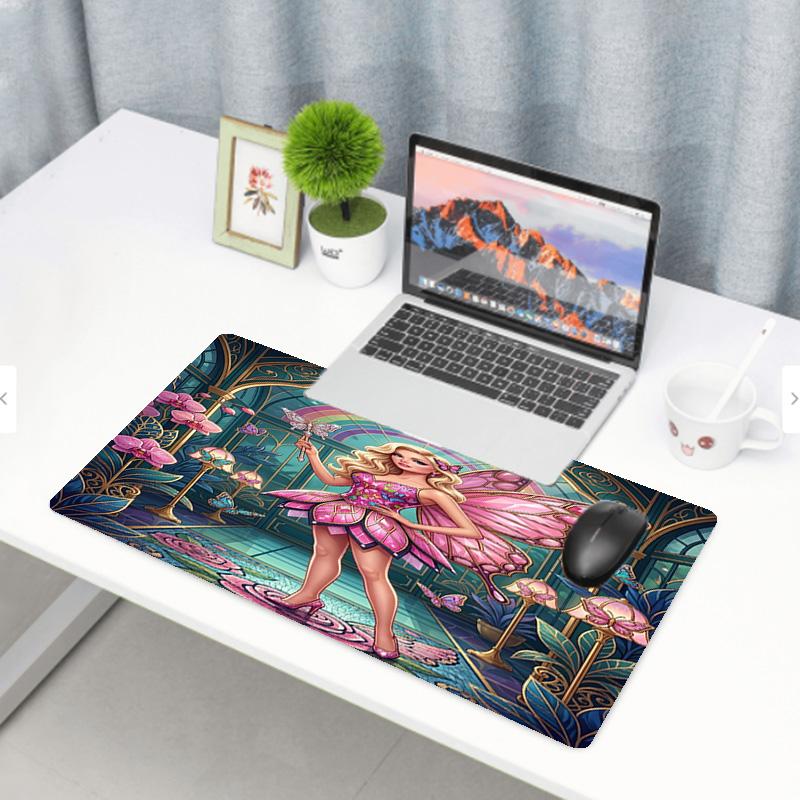 Barbie Print Mouse Pad, Anti‑Slip Desktop Keyboard Mat, for PC Laptop Gaming Working Daily Use, Cool Festival Surprise Gift