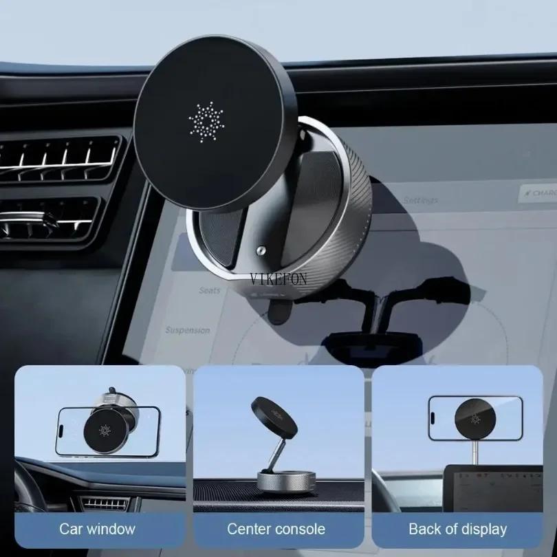 Vakuový magnetický držák na telefon do auta s přísavkou, 360° rotace pro Magsafe iPhone 16 15 14 13 12, elektrický vakuový skládací otočný stojan