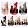 Classic Style Cold Weather Gloves Scarf Hat Three Piece Set for Winter Custom Logo Knit Beanie Ribbed Cuff Pom Pom Wool Blend