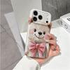 Cuddly Watercolor Teddy Bear Pink Bow Art Graphic Film Aesthetic Protective Shockproof Bumper Phone Case Cover For iPhone 14 15 16 Pro Max Plus