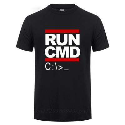 Run Cmd Computer Programmer Tshirts Funny Birthday Gift For Man Boyfriend Husband Summer Short Sleeve Cotton T-Shirt
