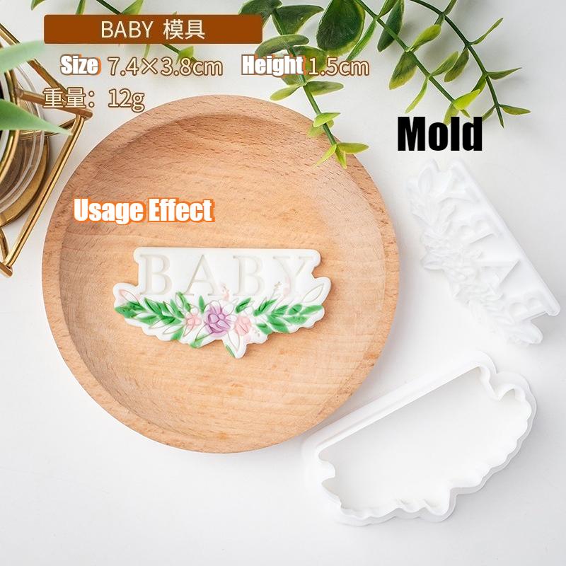 

Korean Ins Style Wedding Happy Birthday Cookie Cutter Stamp Flower Wedding Party Fondant Biscuit Mold DIY Cake Decor Baking Tool