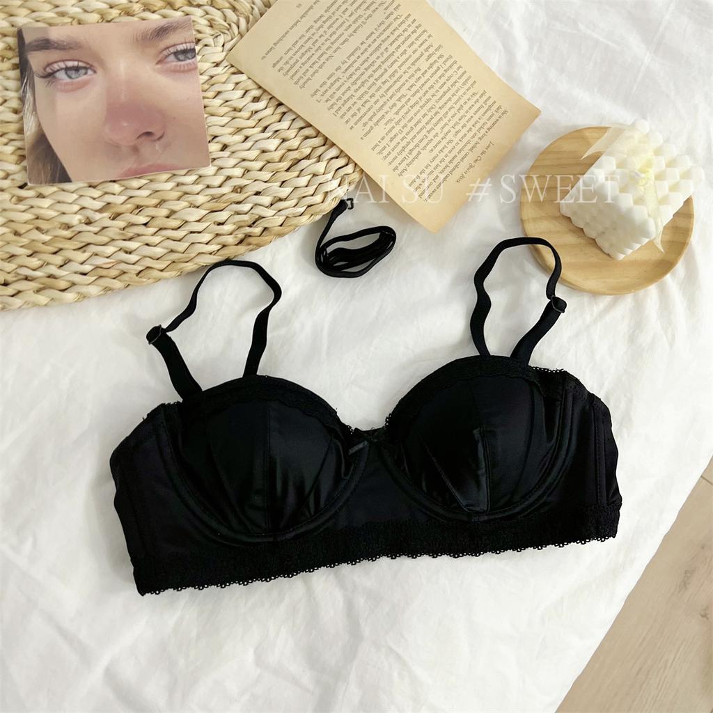 Girl Spring and Summer Sexy Silk Face Small Breast Gathers Half Cup To Use Breast Without Underwire To Support Underwear