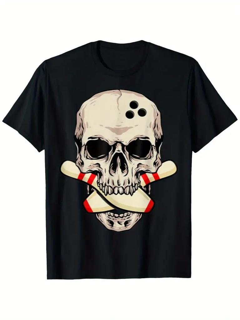 Bowling Ball T-Shirt Ball Fan T-shirt Fine 100% Cotton Round Neck Vintage Street