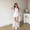Dunhuang desert red dress retro atmosphere photogenic suspender dress women irregular trailing vacation photo skirt