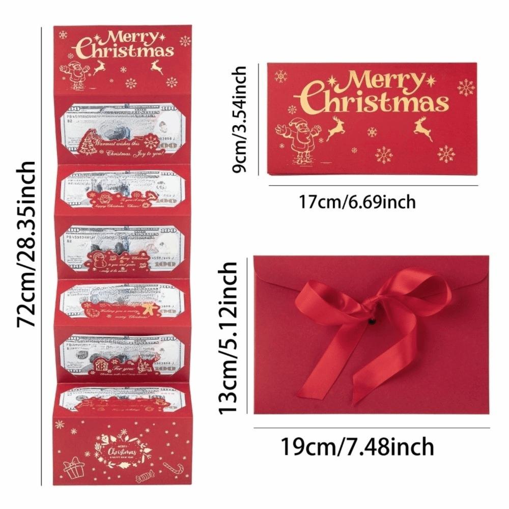 2 Set Santa Claus Folding Banknote Card 6 Card Positions Merry Christmas Decorations Kids