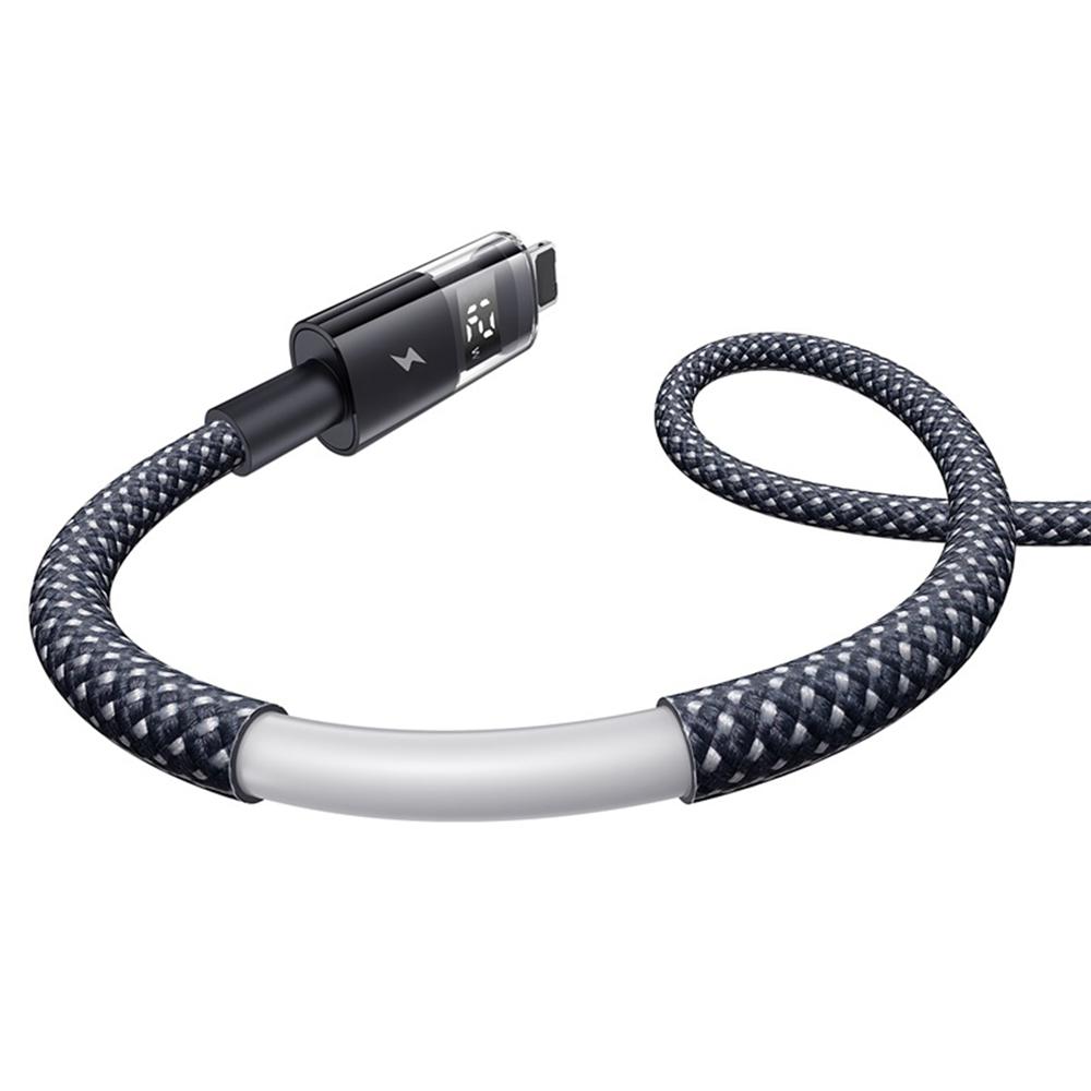 BASEUS USB to Lightning Cable 2.4A Fast Charging Data Cable Digital Display Transparent Port 1m Nylon Braided