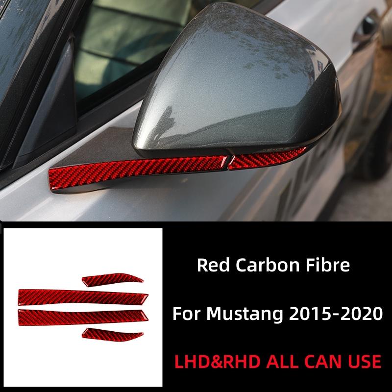 

For Ford Mustang GT 2015-2025 Car Accessories Carbon Fiber Car Rearview Mirror Decoration Strip Cover Trim Personalized Stickers червоний