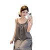 Summer thin cotton suspender skirt women's loose printed loungewear dress can be worn outside lazy pajamas plaid