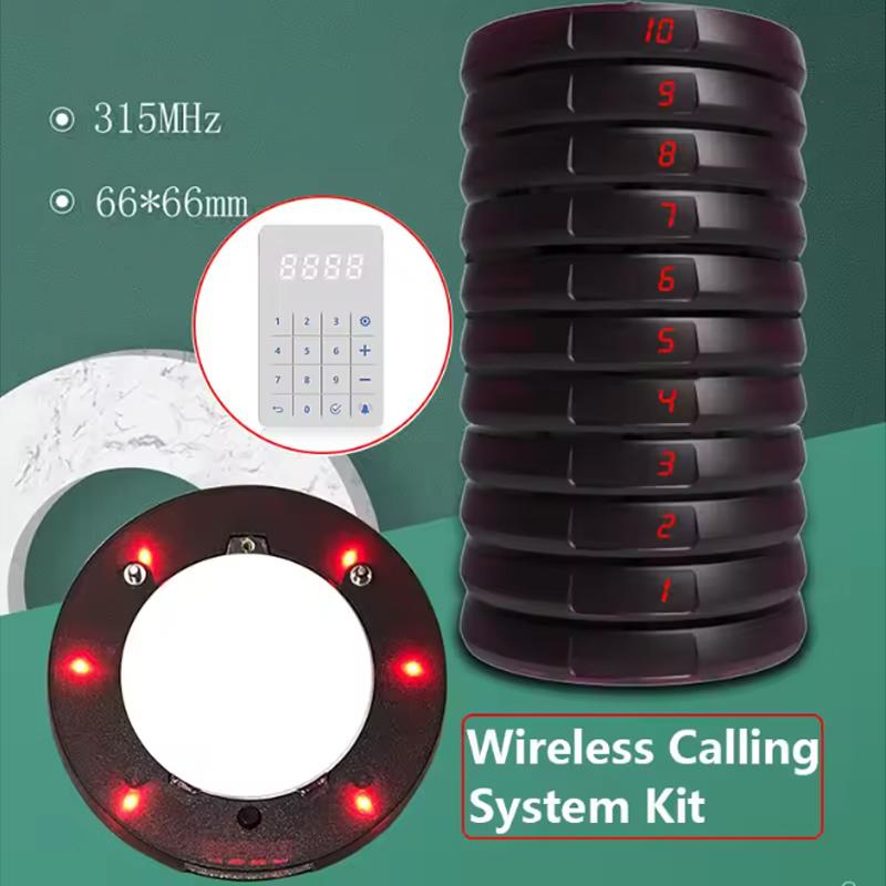 Restaurant Pager Wireless Calling System 1 with 10 Round Wireless Meal Picker for Cafe Milk Tea Shop Gourmet City Food Truck