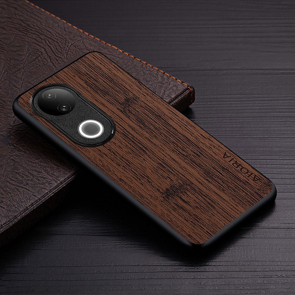 

Case for Vivo V50 Lite 5G V40 Pro funda bamboo wood pattern Leather cover Luxury phone case for Vivo V50 coque capa vivo V40 коричневий
