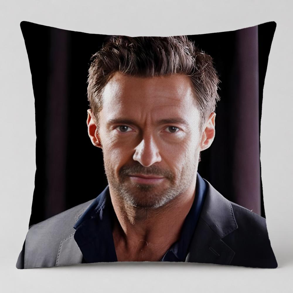 Celebrity Hugh Jackman Cushion Cover Short Plush Cushion Cover Double Sided Print Washable Sofa Pillowcase Home Decor Gift