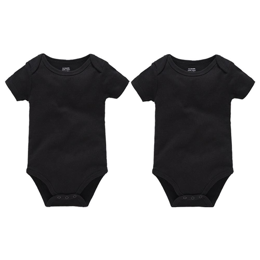 Summer Newborn 100% Cotton Short Sleeve Baby Romper - Plain Color with Snap Crotch, Customizable Print Children's Bodysuit