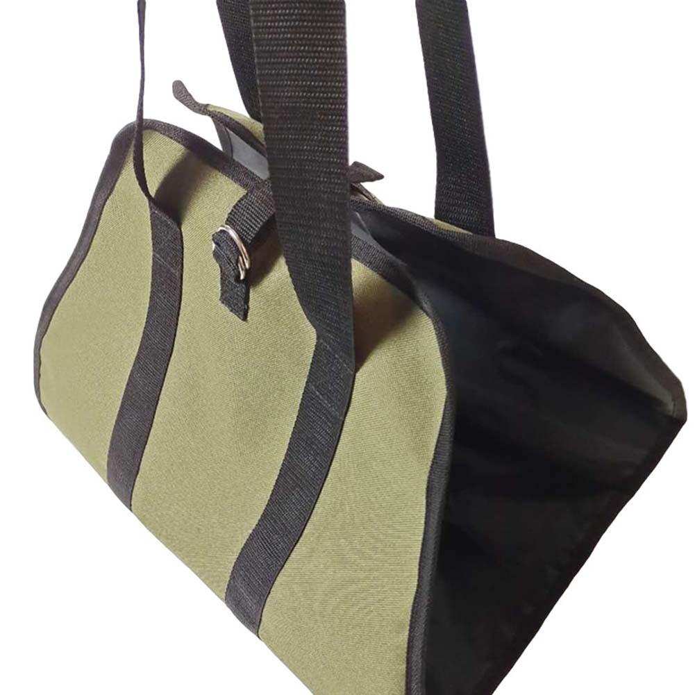 Firewood Carrier Waxed Canvas Carrier Compact Foldable Design Is green