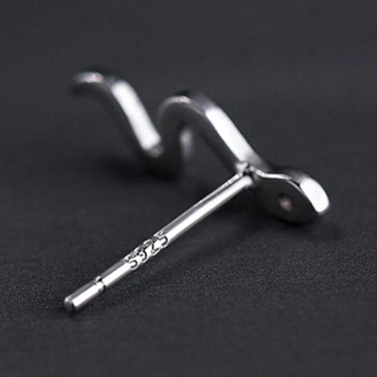 1 Pair Ear Studs Temperament Minimalist Shiny Cubic Zirconia Inlaid Geometric Dress Up Gift Women Snake Stud Earrings Cartilage