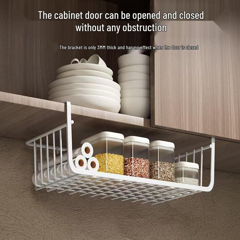 Wall-Mounted Multi-Functional Kitchen Storage Rack - Punch-Free Hanging Basket for Dorms