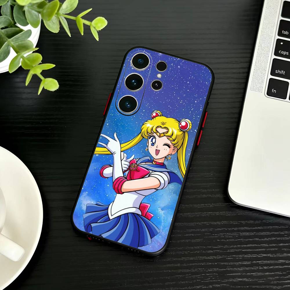 

Мультяшный чехол для телефона I-Sailor M-Moon для Samsung S26, S25, S24, S23, S22, S30, S21, Ultra, Plus, FE 5G, черный, мягкая крышка Samsung S21Ultra