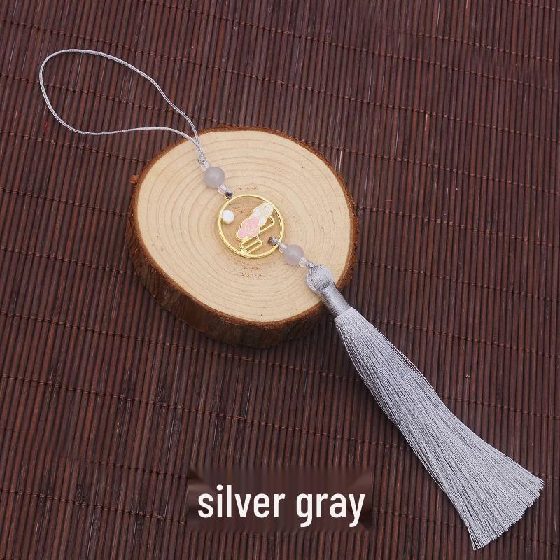 Colorful Clouds Chasing the Moon Tassel Pendant for Hanfu Qipao - 12CM Fan Lantern Jade Lapel Accessory