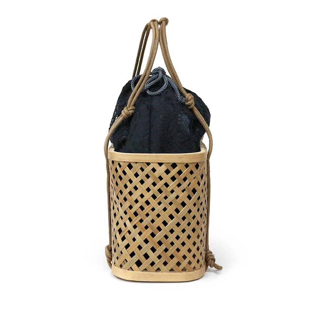 Basket yukata drawstring white basket bag, basket, basket, lace, basket, 6030055097995 (purple)