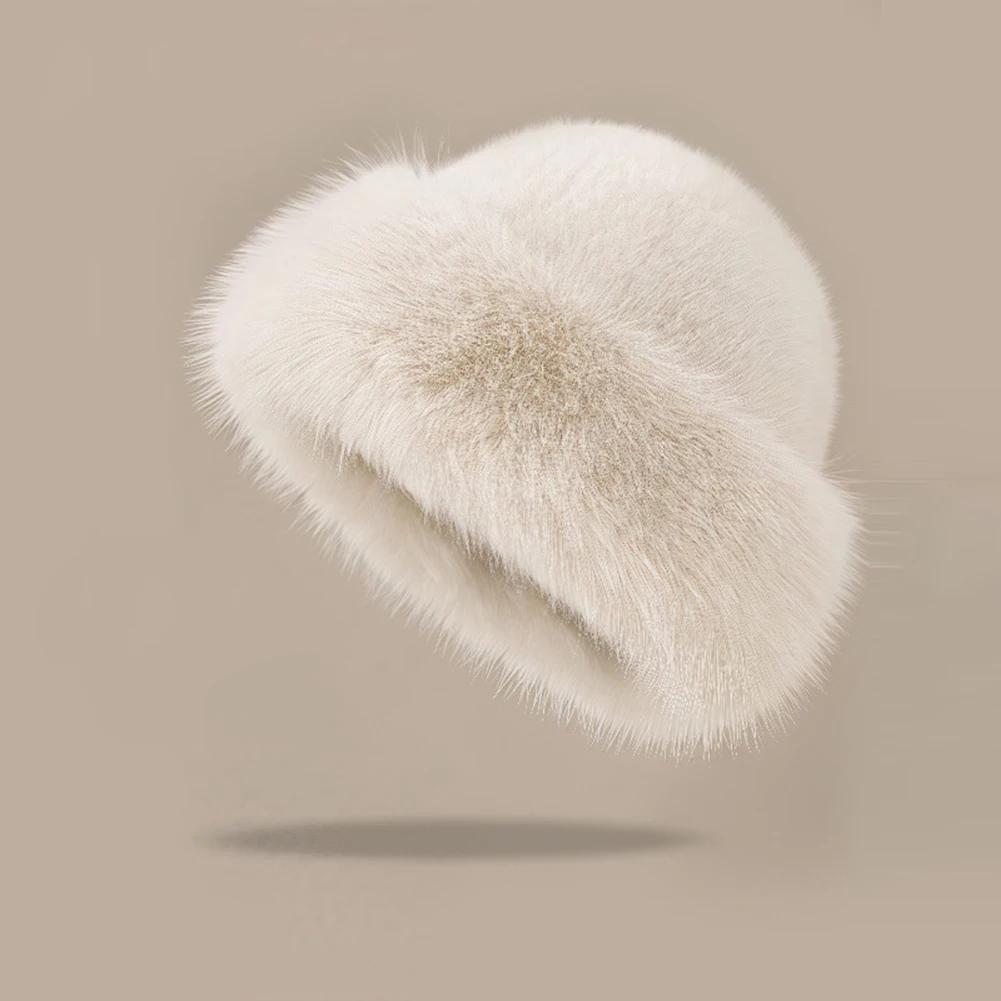 Furry Hats For Women, Autumn/Winter Korean Style Warm Hats, Solid Color Flattering Mongolian Hats Thickened Winter Outfits бежевый